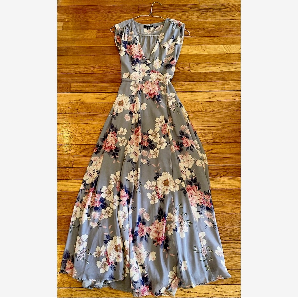 Yumi Kim Long Light Purple Foral Wrap Dress